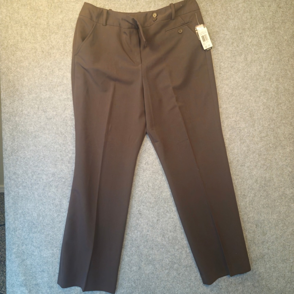 Larry Levine Petite Brown Straight Leg Dress Pants Womens 16P NWT Office Career